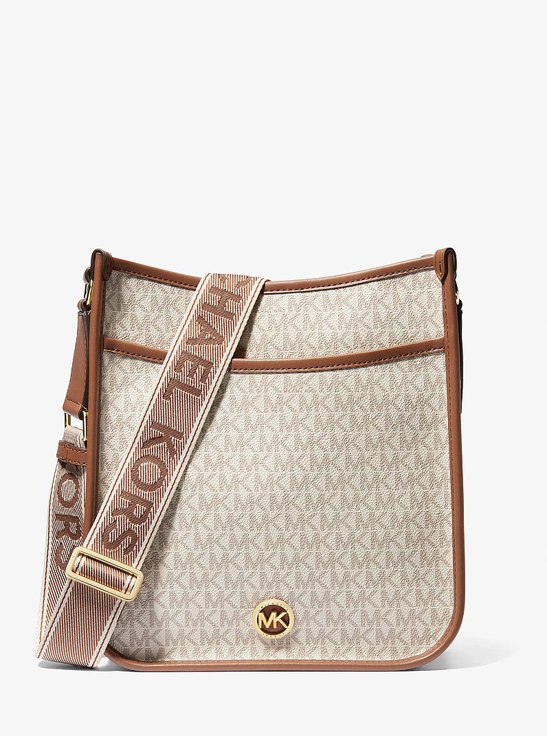 Luisa Large Signature Logo Messenger Bag in VANILLA/LUGGAGE | Michael Kors