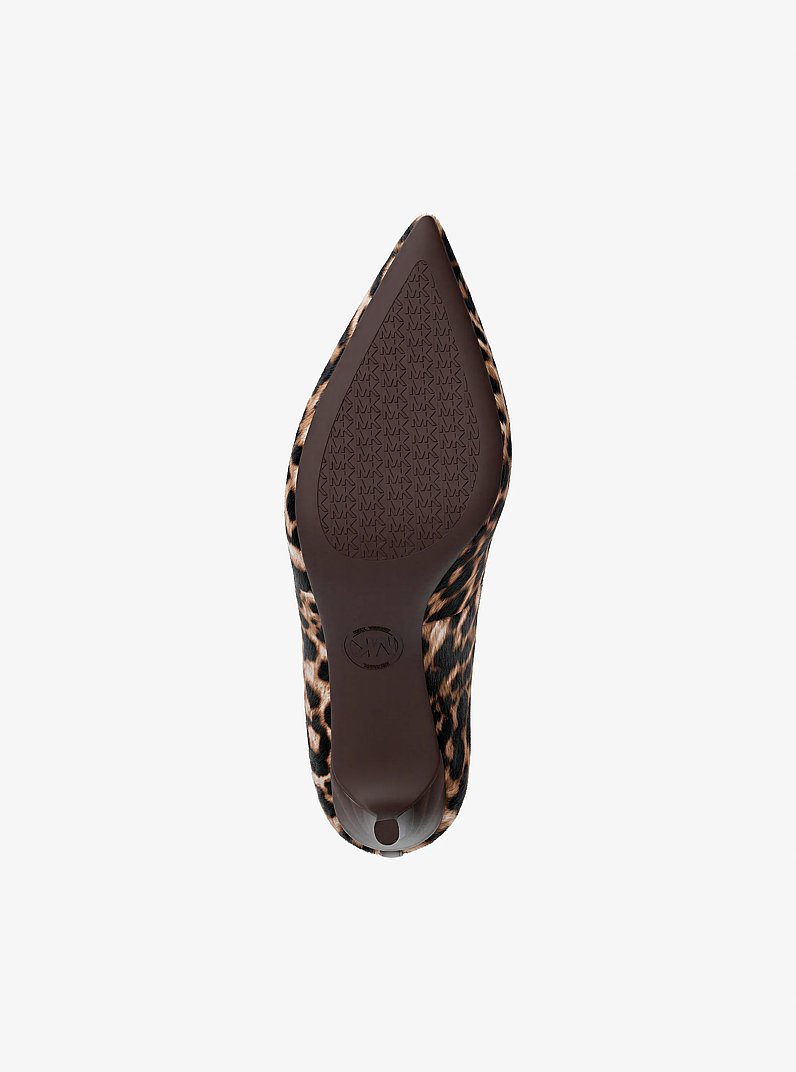 D&eacute;collet&eacute; Alina Flex in pelle effetto cavallino leopardata in CAMMELLO SCURO MULTI | Michael Kors