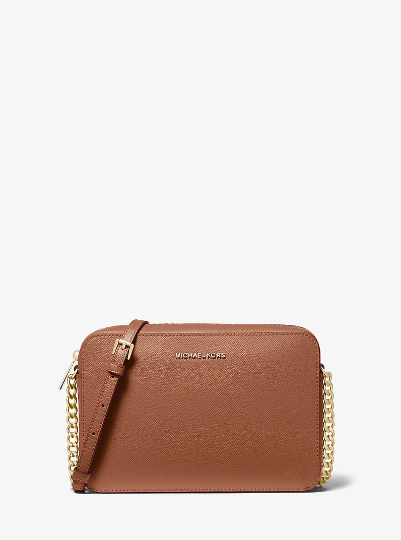 Jet Set Large Saffiano Leather Crossbody Bag in LUGGAGE | Michael Kors