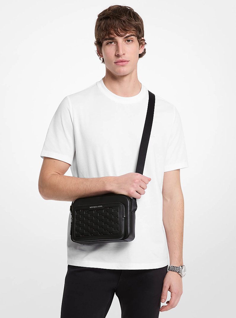 Cooper Logo Embossed Flight Bag in BLACK | Michael Kors