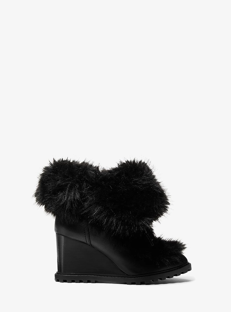 Blakely Faux Fur Wedge Boot in BLACK | Michael Kors
