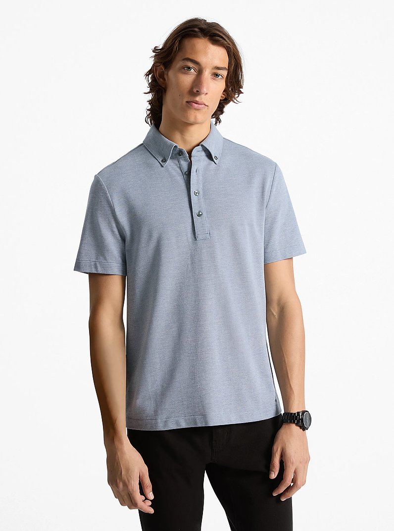 Camicia Oxford in piqu&eacute; di misto cotone in CHAMBRAY SCURO | Michael Kors
