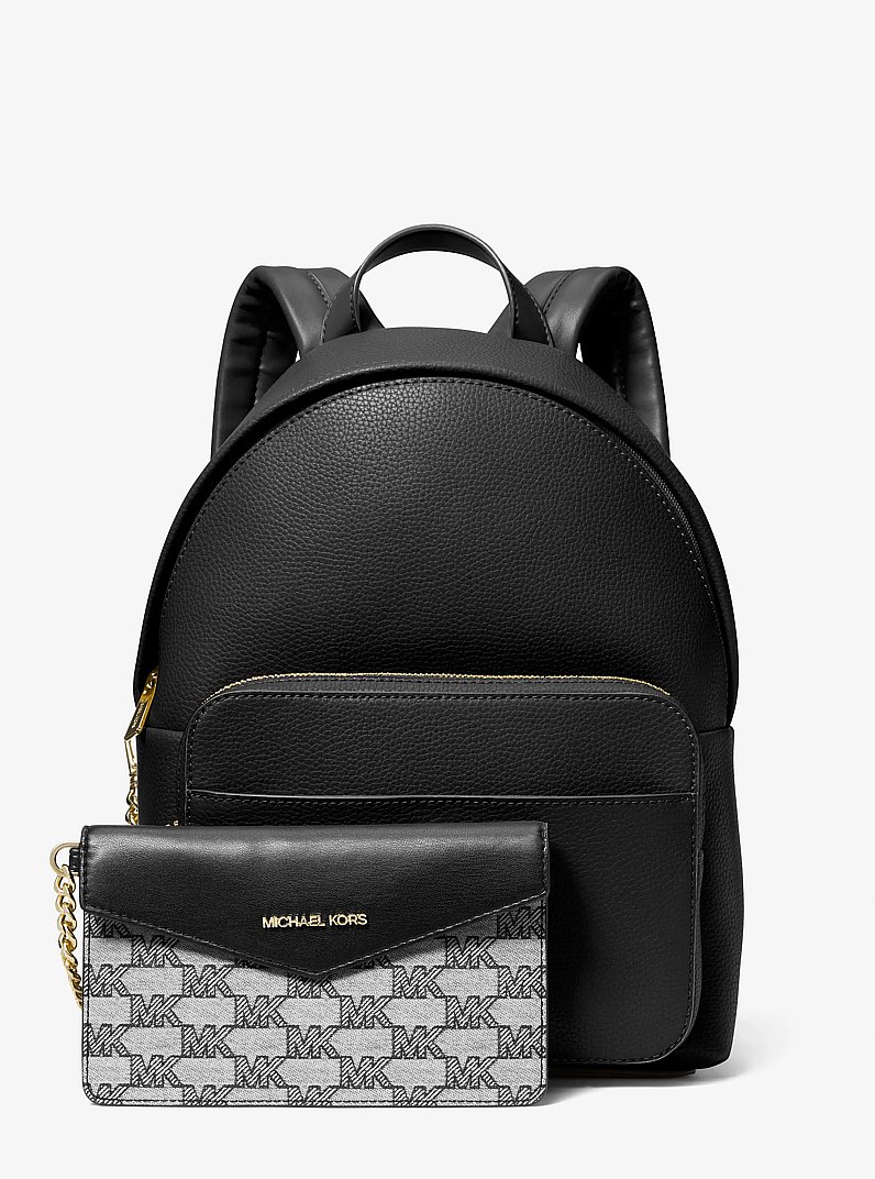 Mochila Maisie mediana 2 en 1 de cuero de grano in NEGRO | Michael Kors