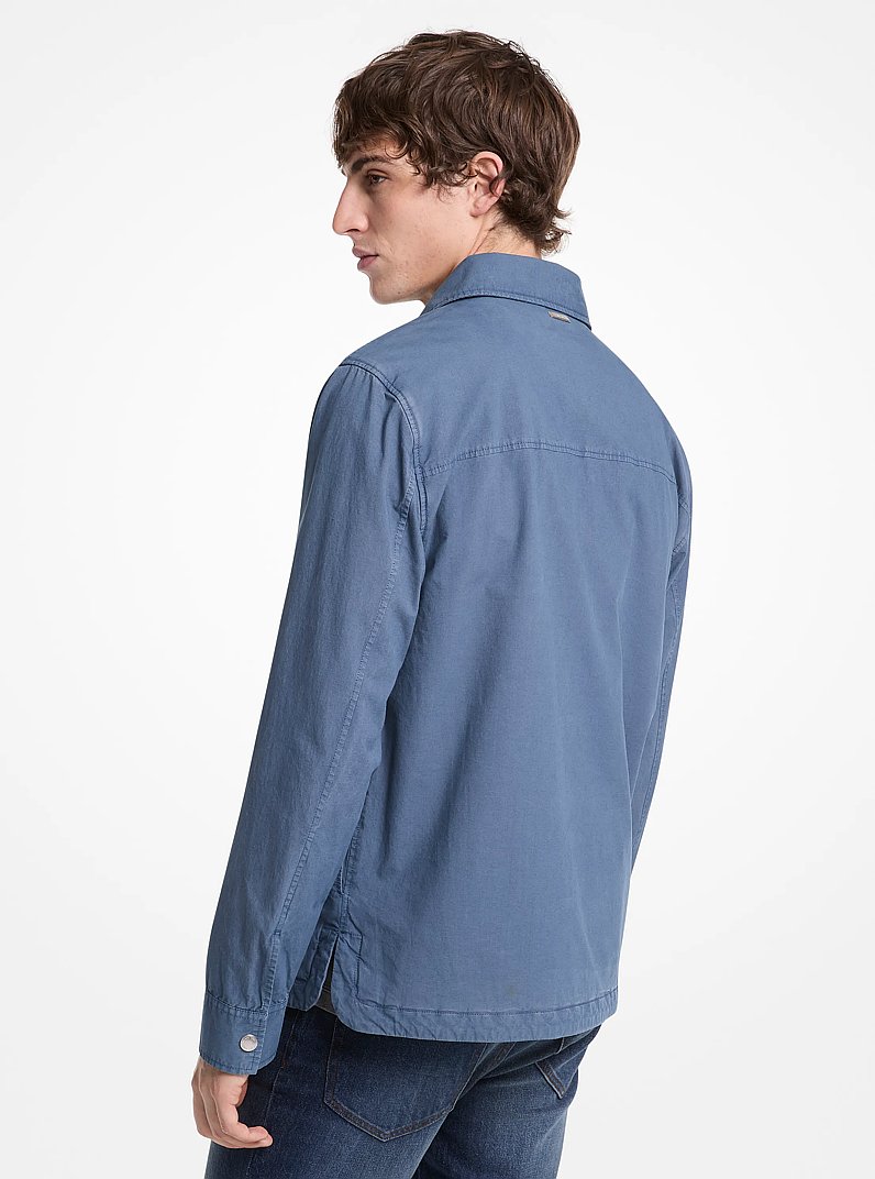 Garment-Dyed Stretch Cotton Poplin Shirt Jacket in DK CHAMBRAY | Michael Kors