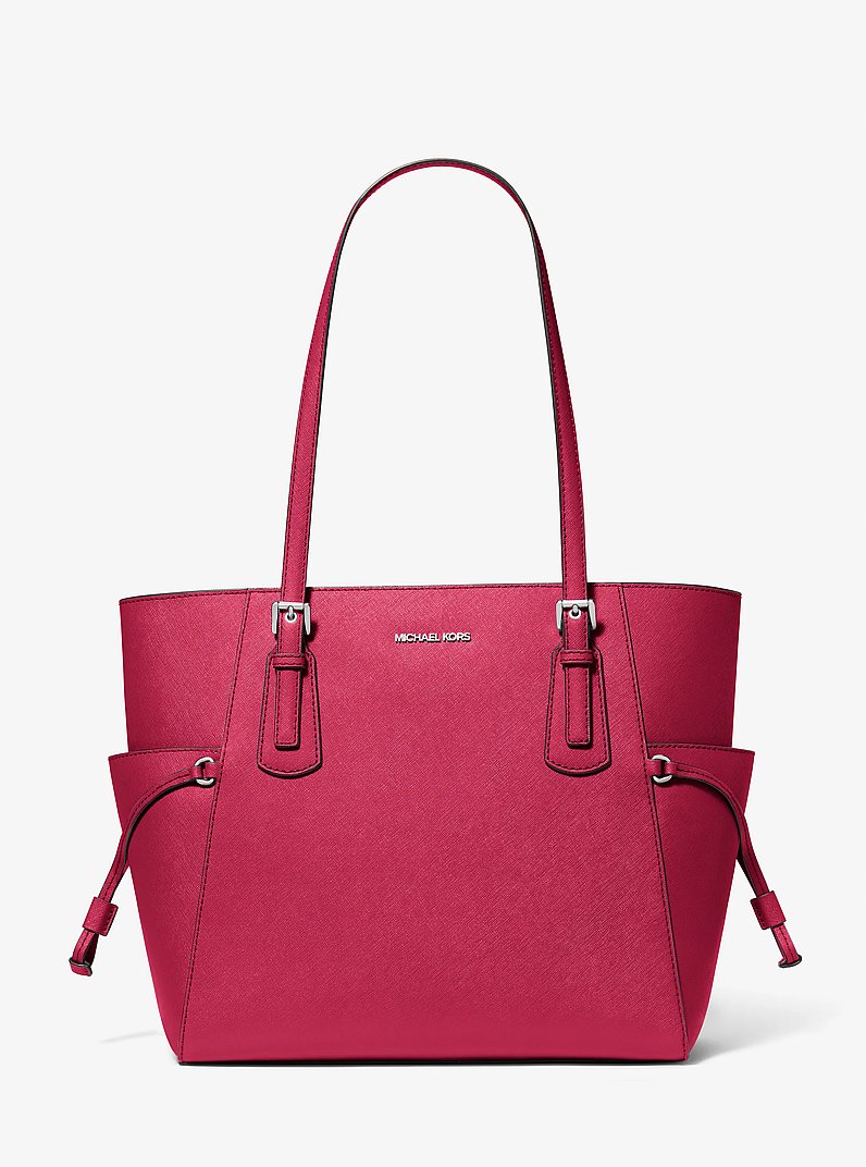 Grand sac fourre-tout Voyager en cuir Saffiano in FRAMBOISE FONC&Eacute; | Michael Kors