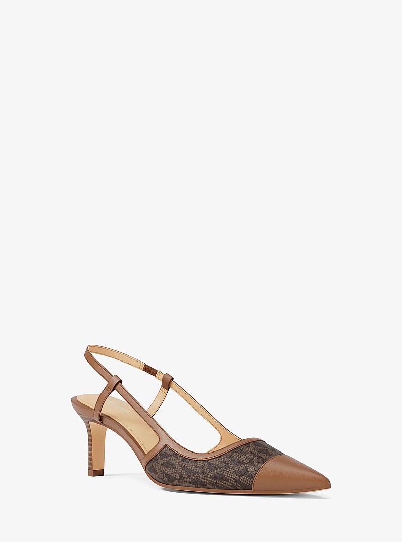 Alora Signature Logo Slingback Pump in BROWN | Michael Kors