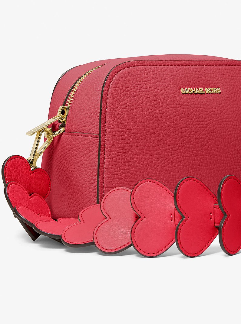Ashton Extra-Small Heart Embellished Strap Camera Crossbody Bag in BRIGHT RED | Michael Kors