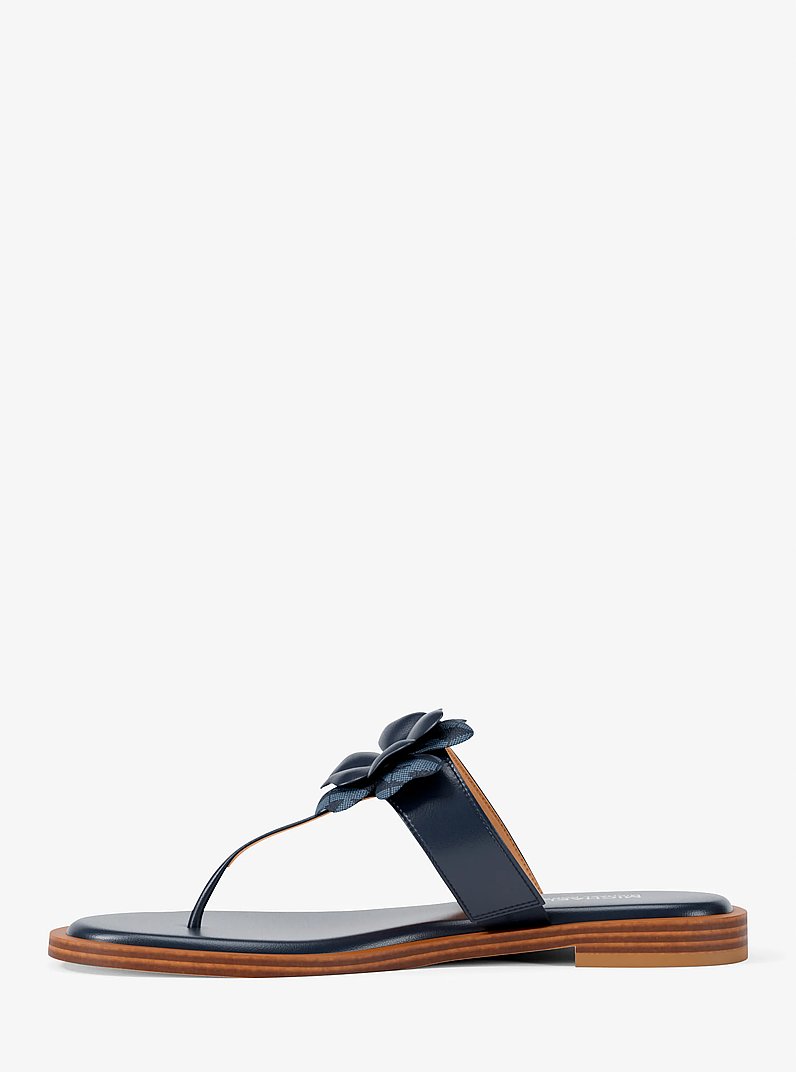 Callie Embellished Signature Logo Trim Thong Sandal in NAVY | Michael Kors