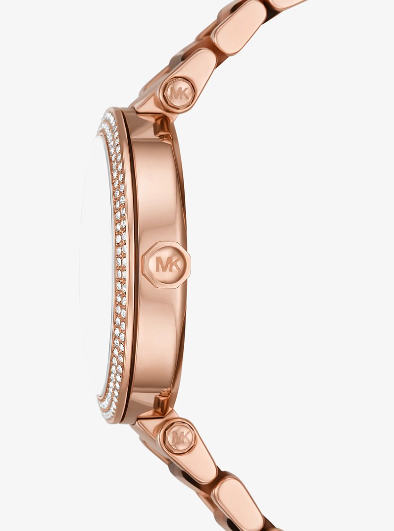 Parker Pav&eacute; Rose Gold-Tone and Acetate Watch in OXBLOOD | Michael Kors