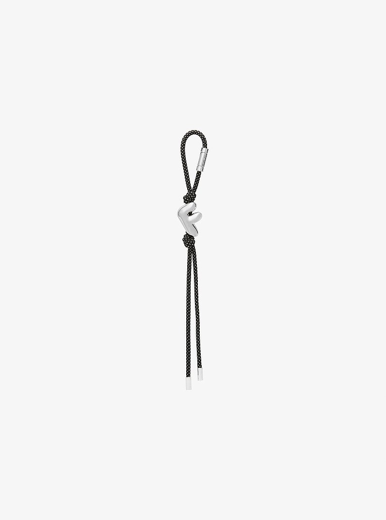 Initial Silver-Tone and Speckled Cord Bag Charm in SH RHODIUM | Michael Kors
