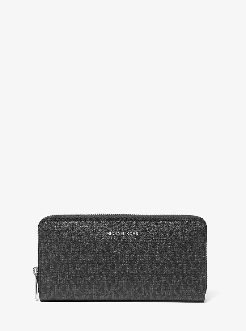 Cooper Logo Zip-Around Wallet in BLACK | Michael Kors