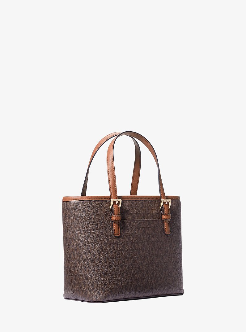 Jet Set Travel Extra-Small Logo Top-Zip Tote Bag in BROWN | Michael Kors