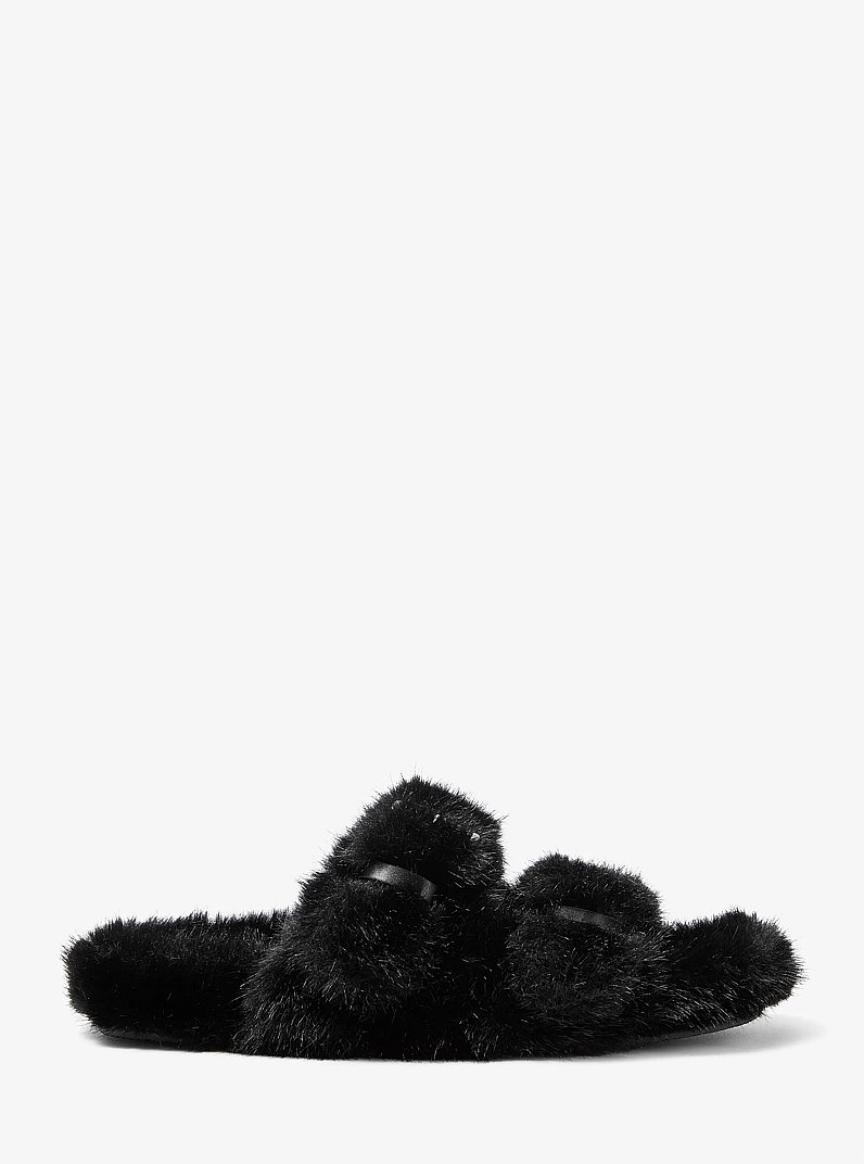 Byers Faux Fur Slide Sandal in BLACK | Michael Kors