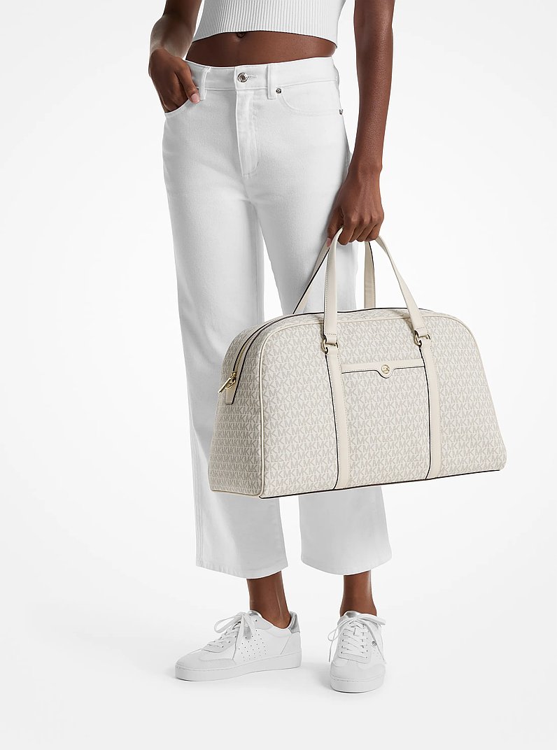 Jet Set Travel Extra-Large Signature Logo Weekender Bag in LT CRM MULTI | Michael Kors