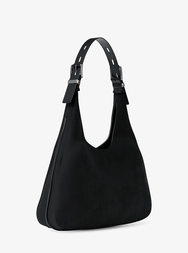Borsa hobo Nolita grande in nabuk in NERO | Michael Kors