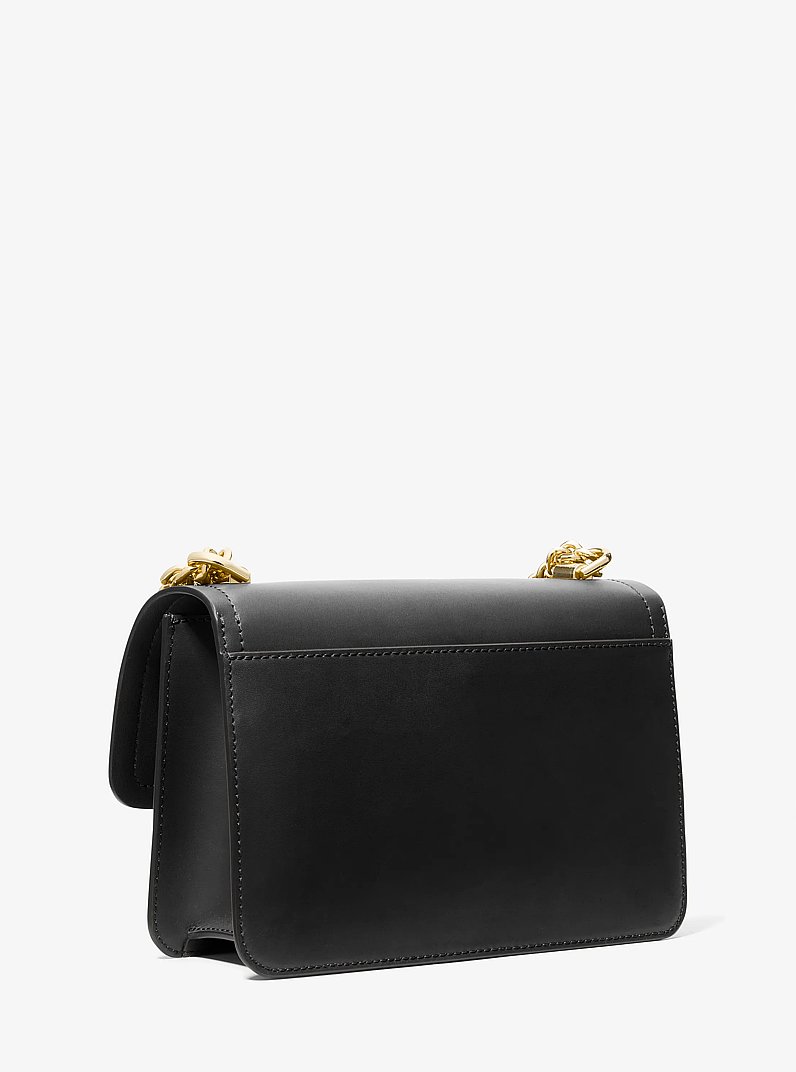 Heather Large Leather Shoulder Bag in BLACK | Michael Kors