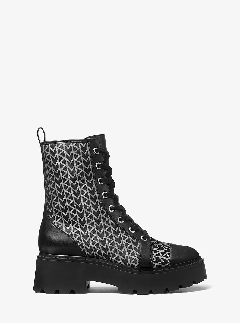 Blake MK2000 Logo Jacquard Combat Boot in BLACK | Michael Kors