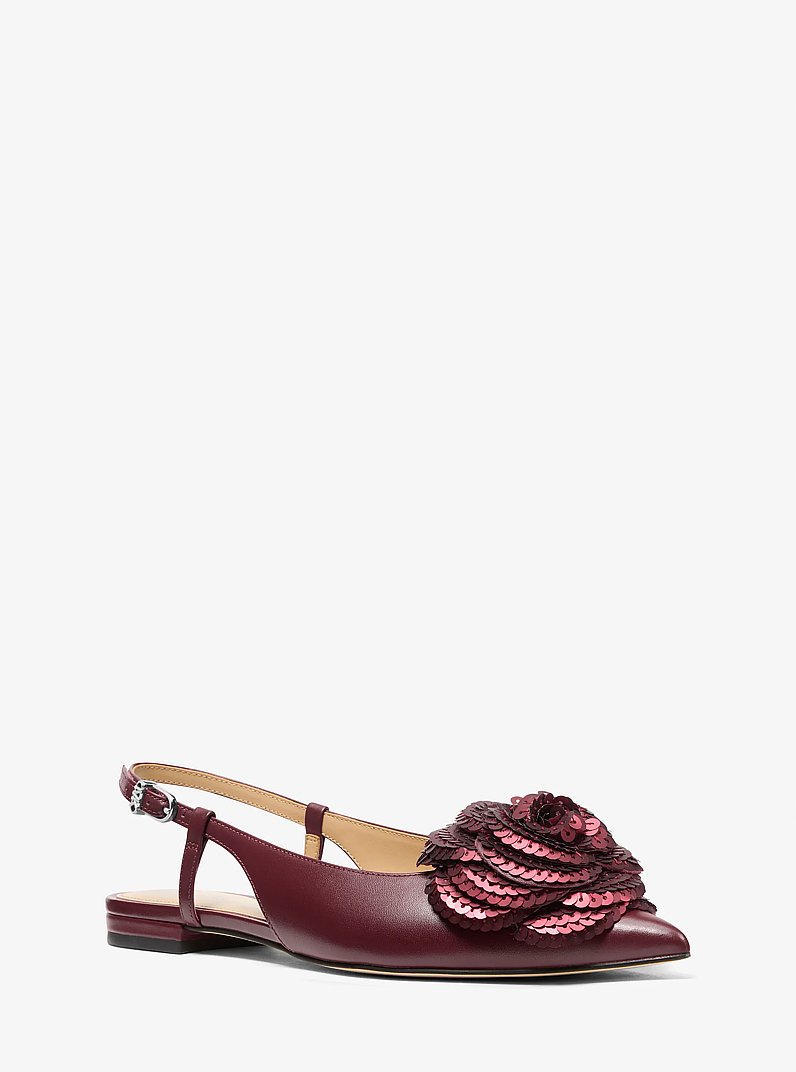 Elodie Embellished Leather Slingback Flat in OXBLOOD | Michael Kors