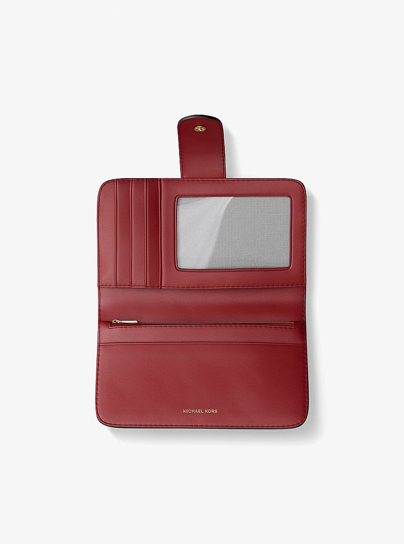 Billetera mediana de piel nobuck con colgante MK Pop in ROJO INTENSO | Michael Kors