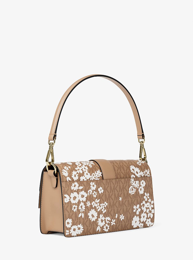 Bolso de hombro Greenwich mediano convertible con estampado y logotipo exclusivo in CAMEL | Michael Kors