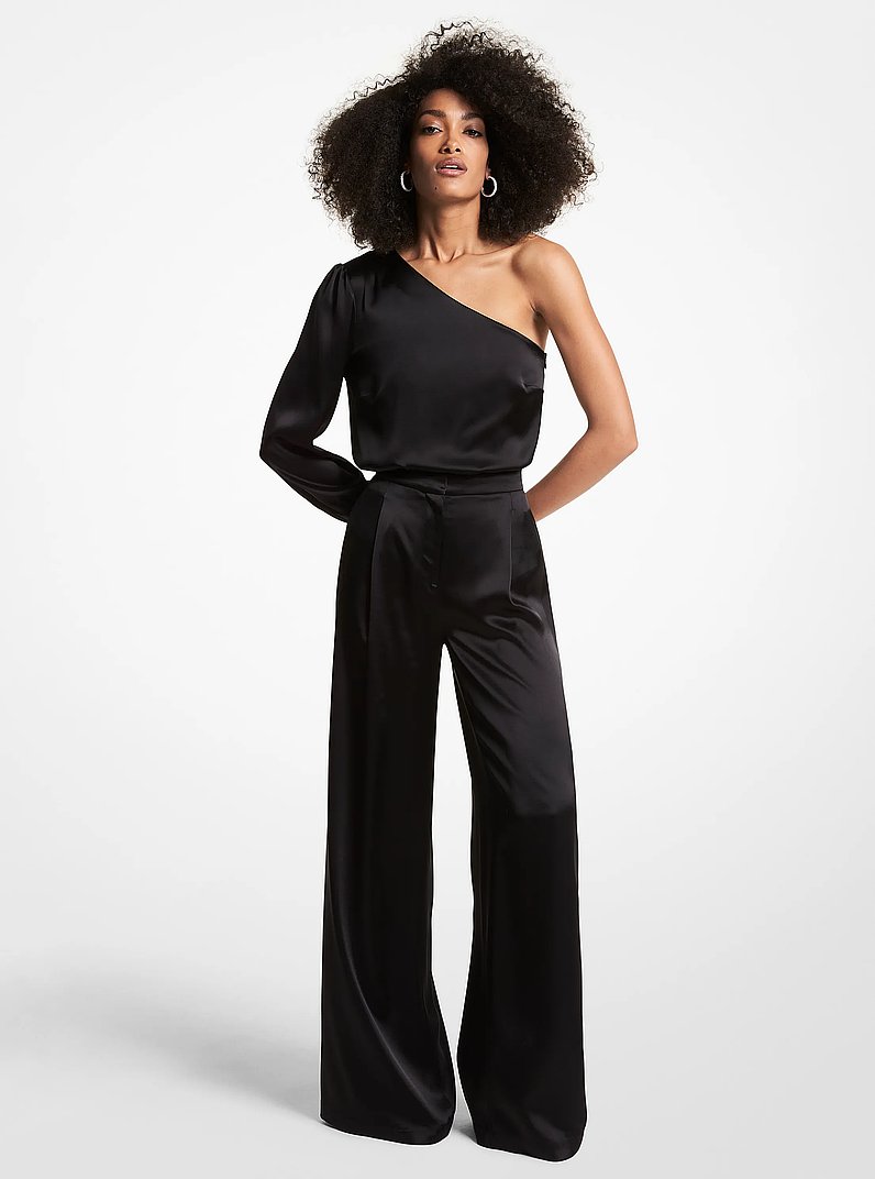 Satin Wide-Leg Pants in BLACK | Michael Kors