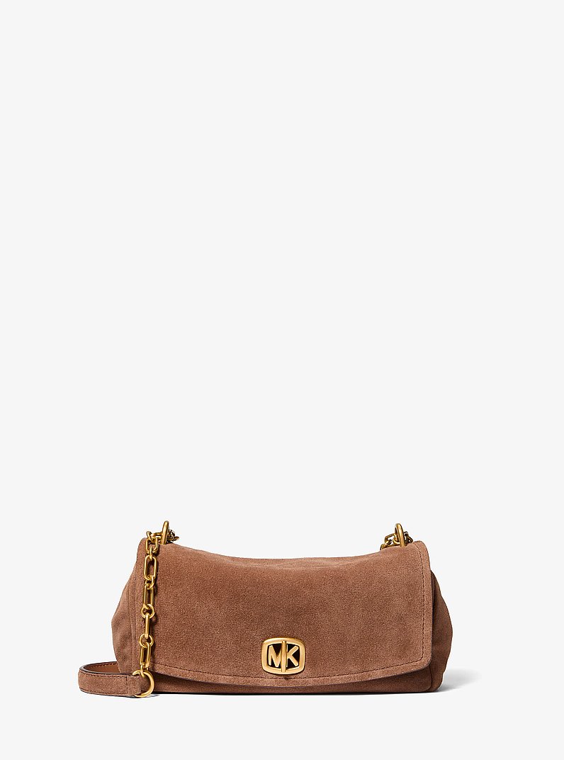 Bryant Small Suede Convertible Shoulder Bag in LUGGAGE | Michael Kors