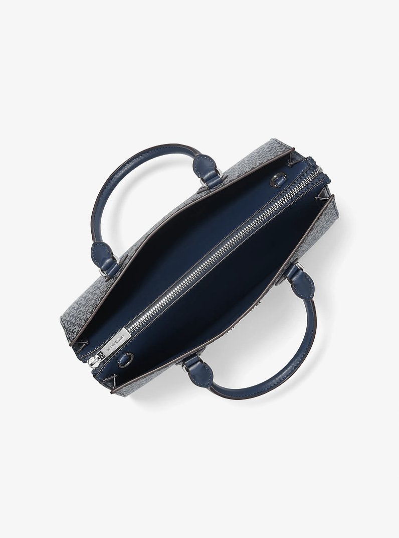 Sheila Medium Ombr&eacute; Signature Logo Satchel in NAVY | Michael Kors