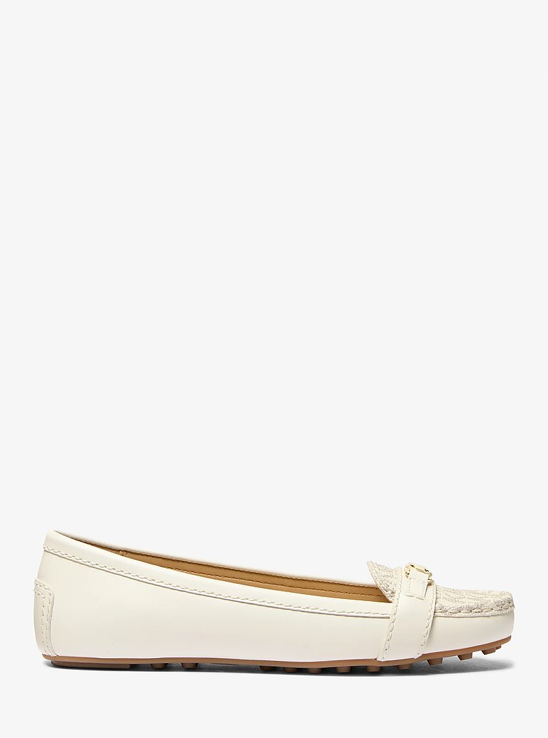 Mandy Leather and Signature Logo Moccasin in VAN/CREAM | Michael Kors