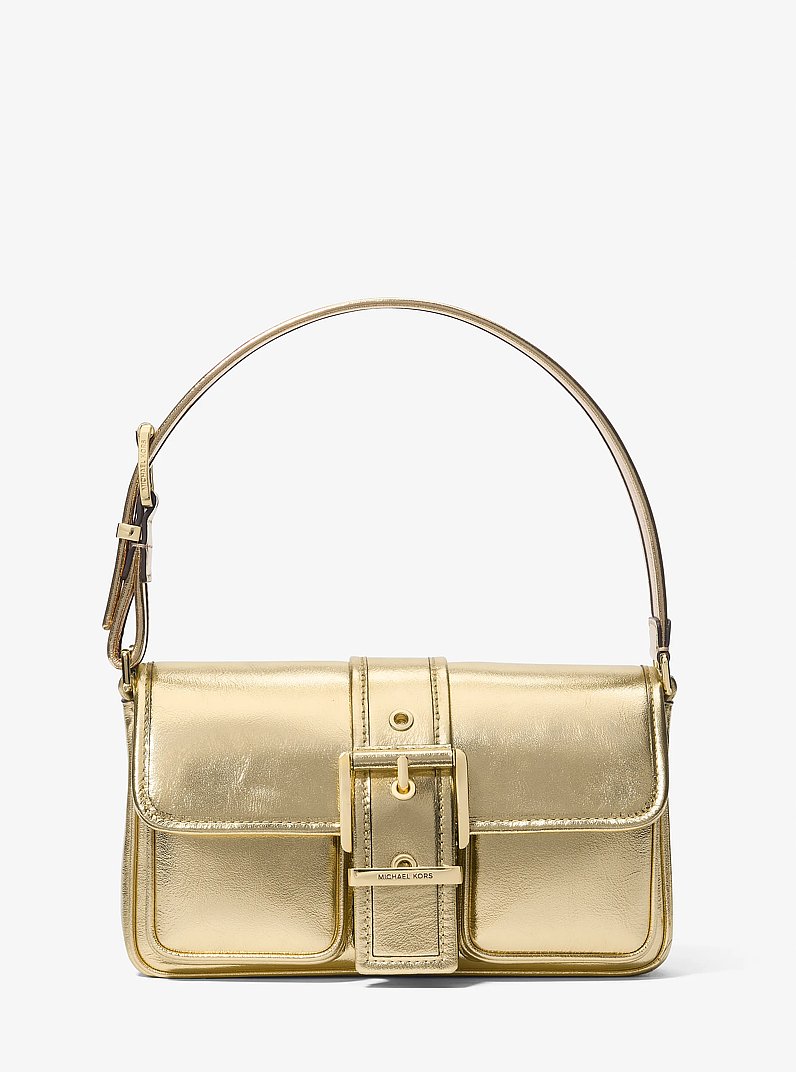 Colby Medium Metallic Leather Shoulder Bag in PALE GOLD | Michael Kors