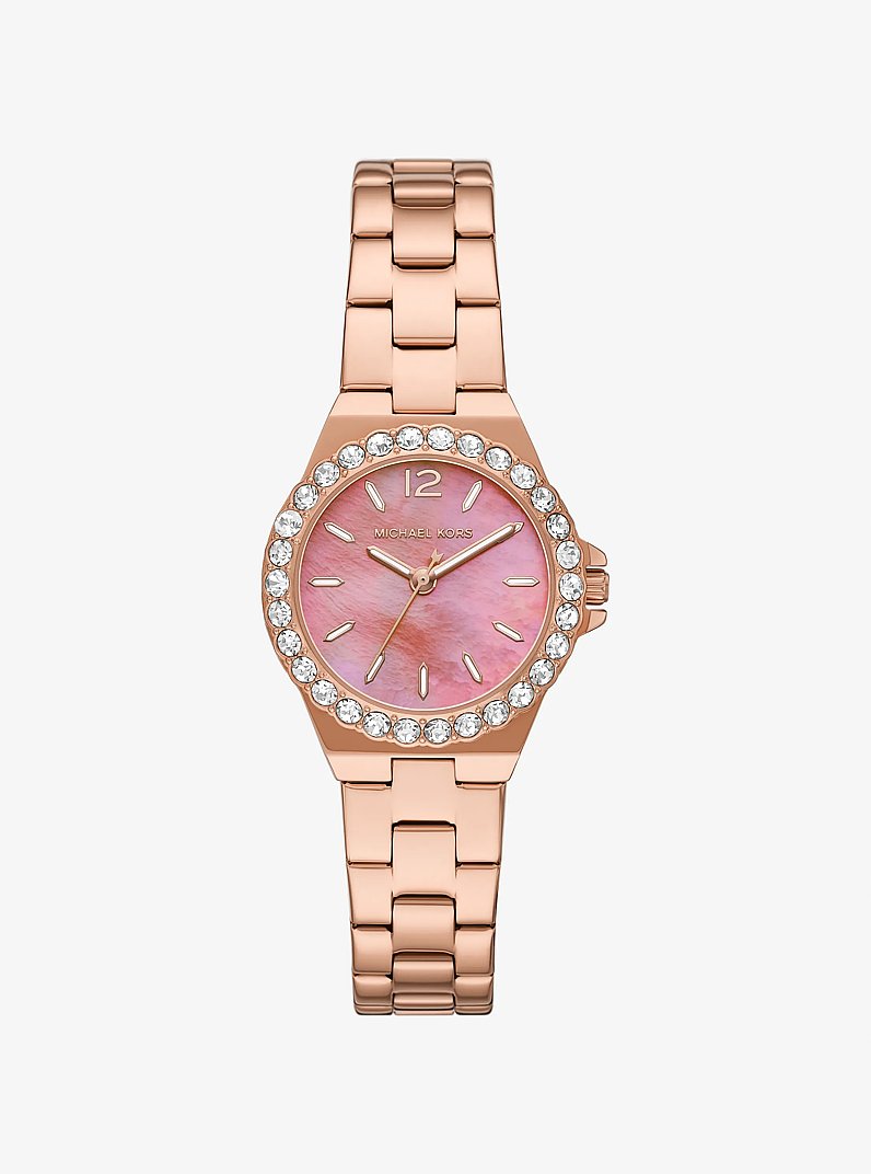 Mini Lennox Pav&eacute; Rose Gold-Tone Watch in ROSE GOLD | Michael Kors