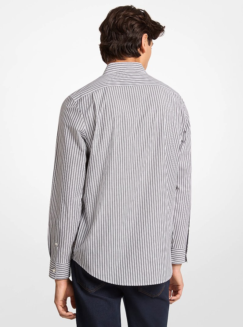 Striped Stretch Cotton Shirt in WHITE | Michael Kors