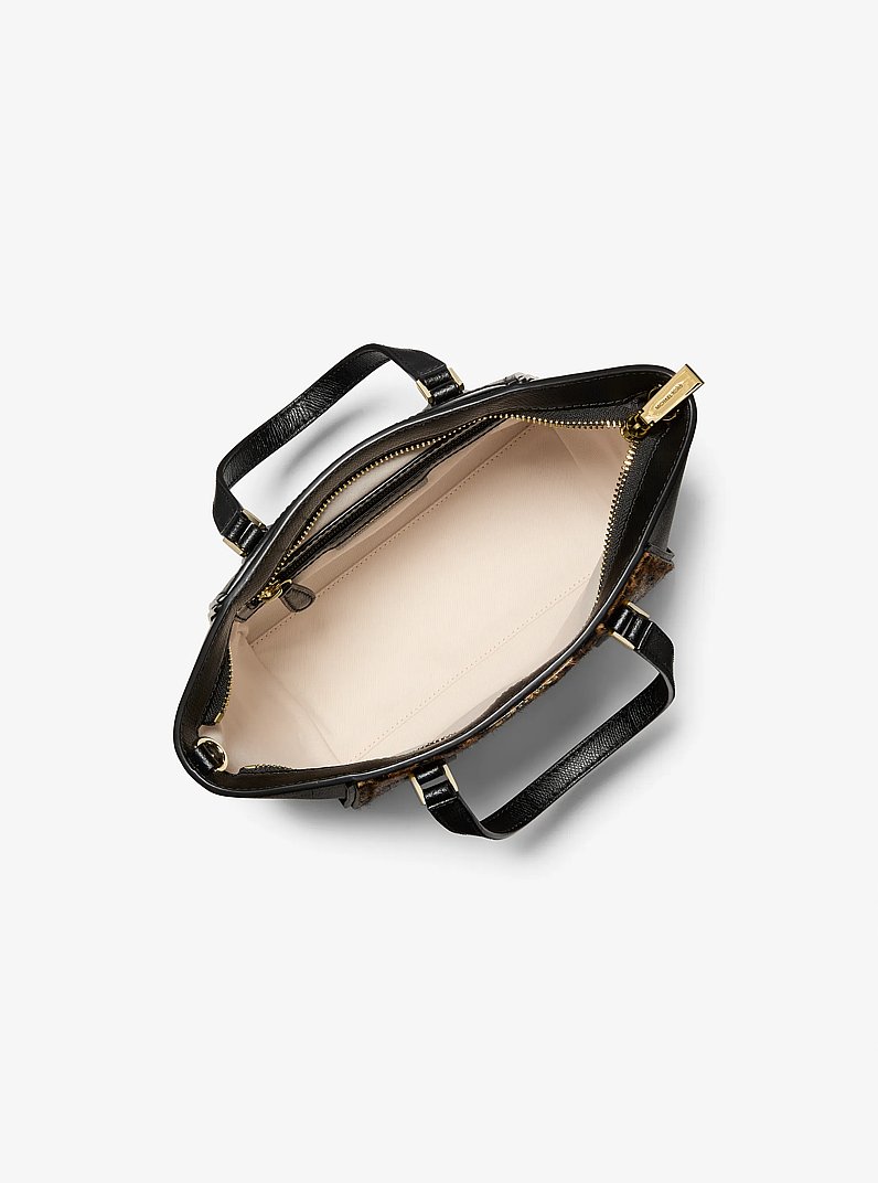 Taryn Small Leopard Print Calf Hair Convertible Crossbody Bag in MARIGOLD | Michael Kors