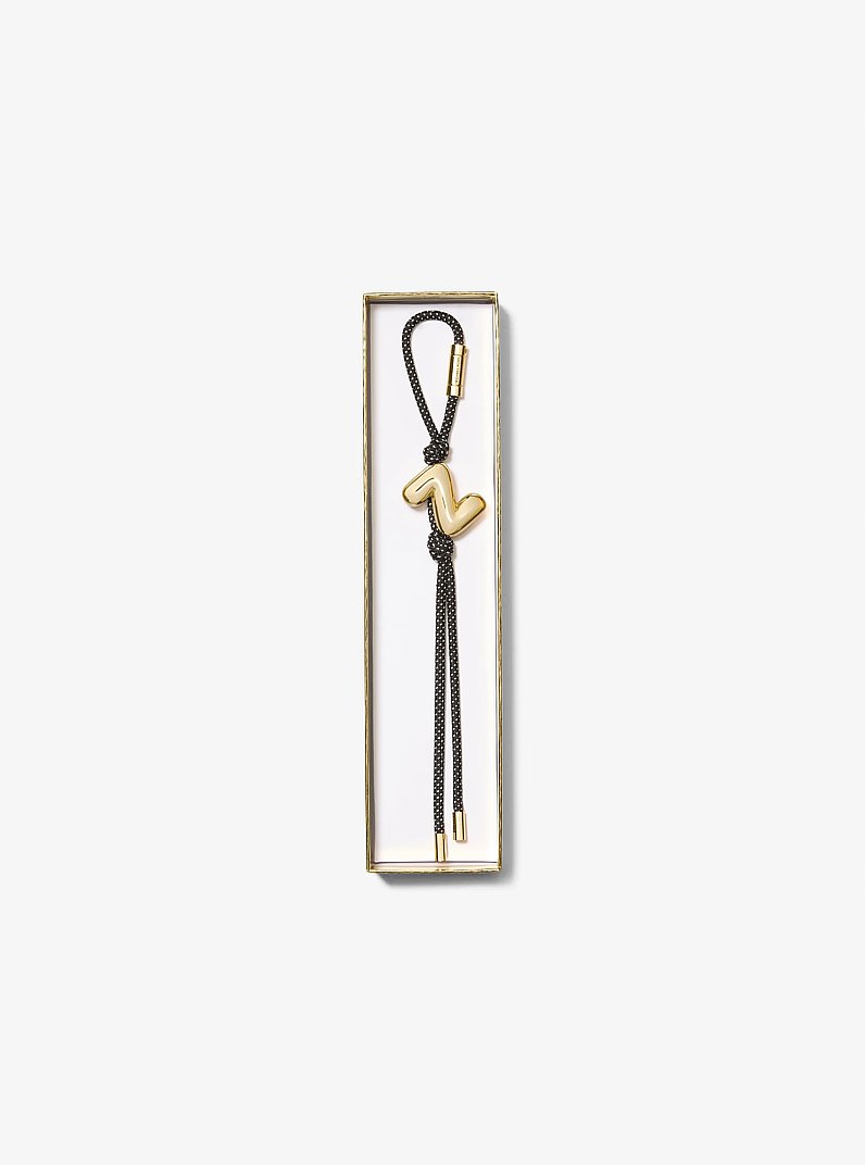 Initial Gold-Tone and Speckled Cord Bag Charm in 18K GOLD | Michael Kors