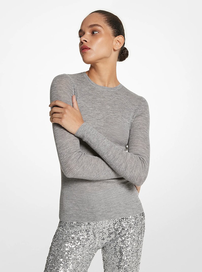 Hutton Featherweight Cashmere Sweater in BANKER GREY | Michael Kors