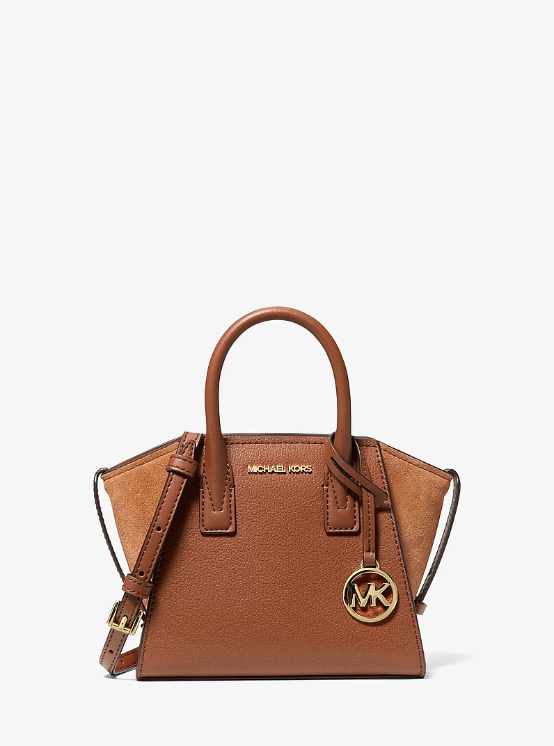 Avril Extra-Small Leather and Suede Satchel in LUGGAGE | Michael Kors
