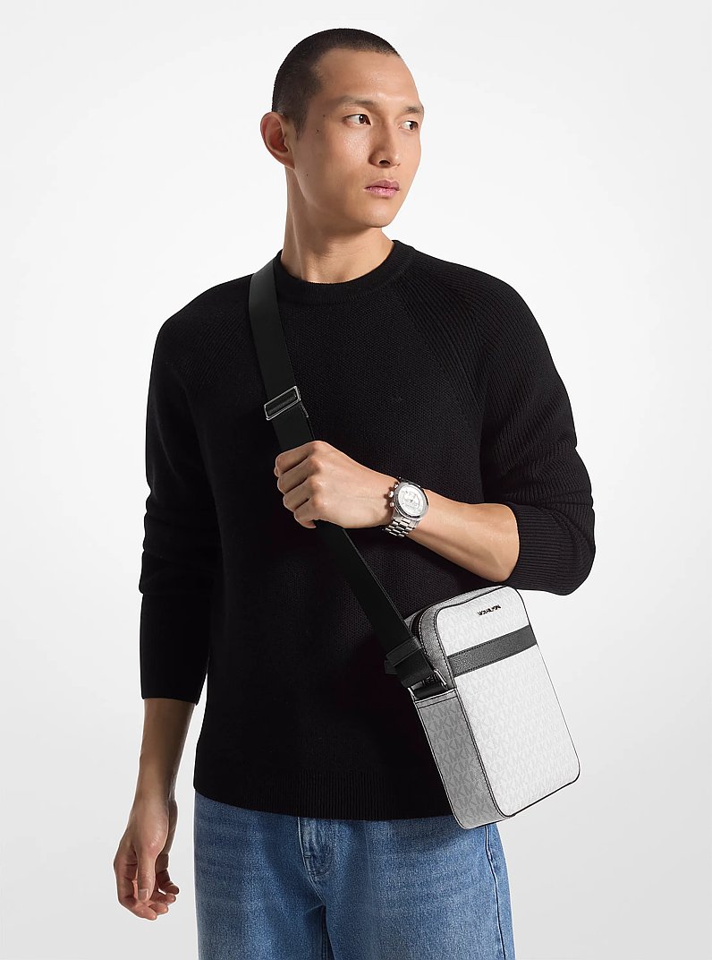 Cooper Signature Logo Flight Bag in BRIGHT WHT | Michael Kors