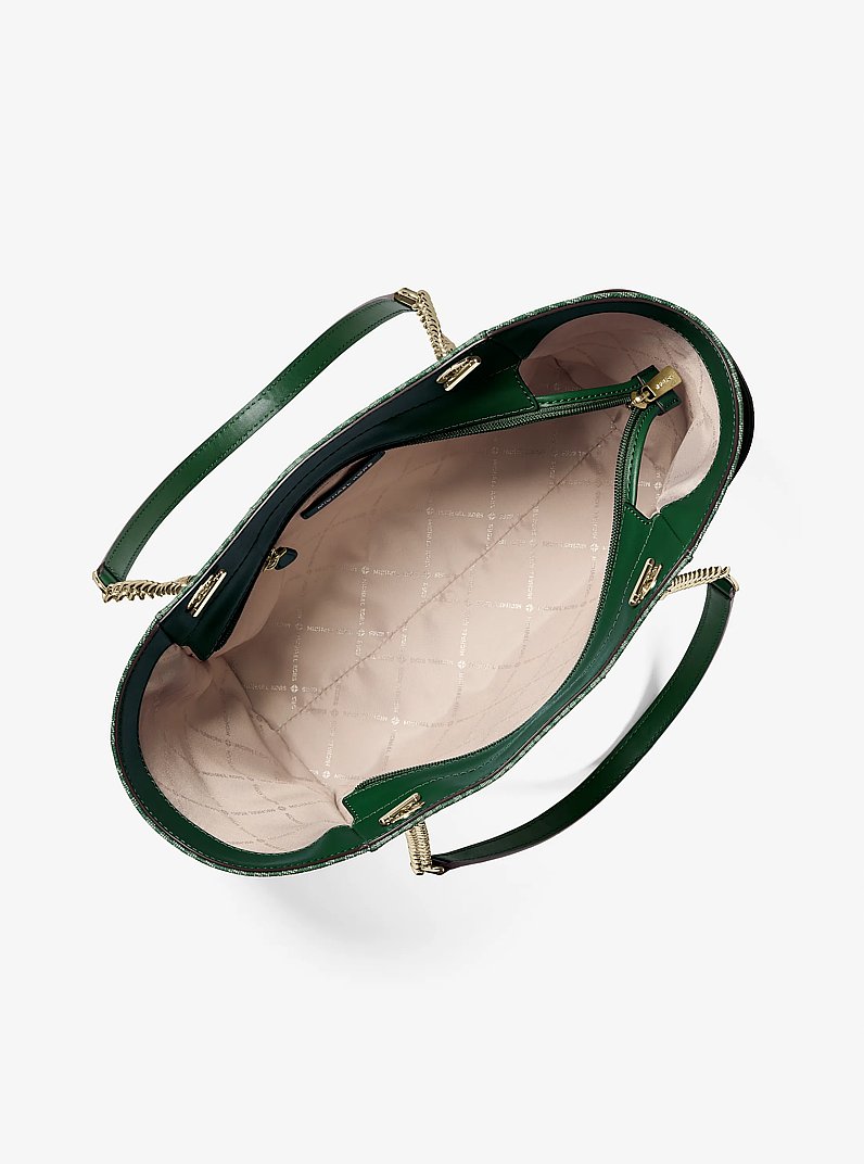 Jet Set Large Signature Logo Shoulder Bag in MOSS | Michael Kors