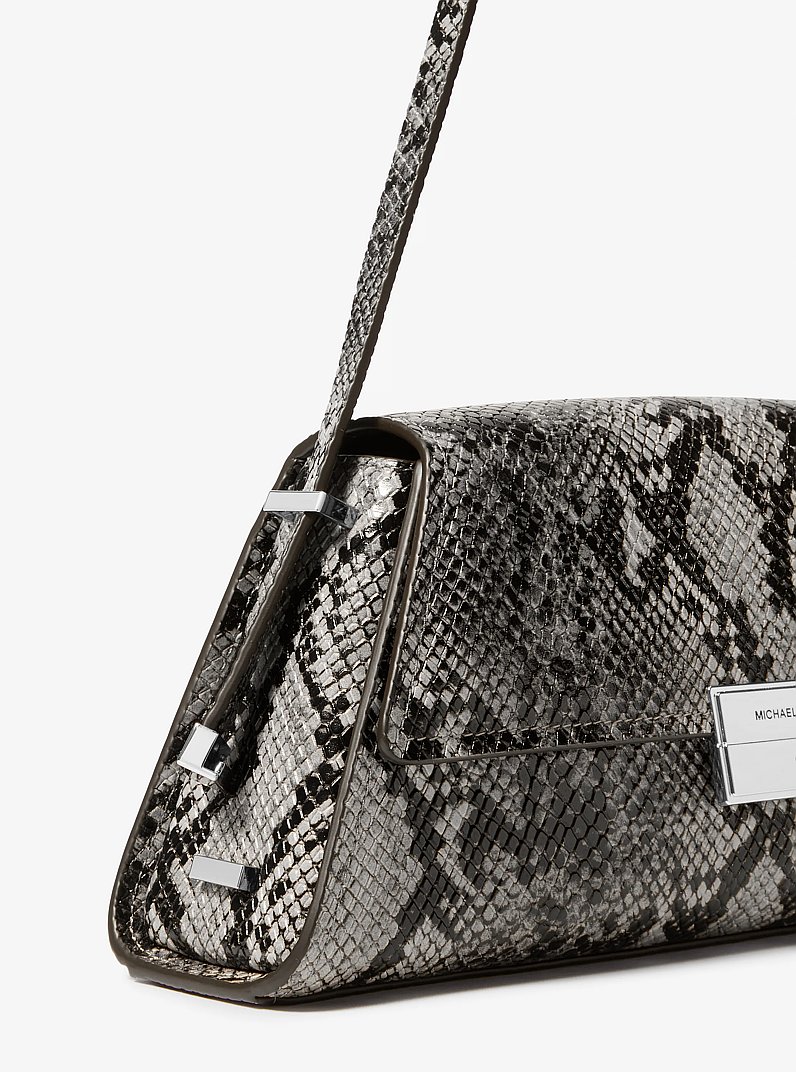 Ludlow Medium Snake Embossed Leather Shoulder Bag in QUARRY GREY | Michael Kors