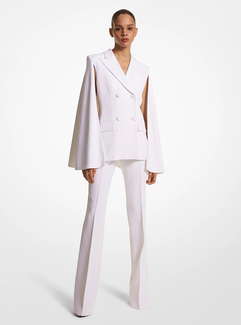Blazer &agrave; cape en double cr&ecirc;pe sabl&eacute; in BLANC OPTIQUE | Michael Kors