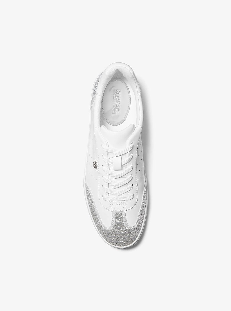 Scotty Embellished Leather Sneaker in OPTIC WHITE | Michael Kors