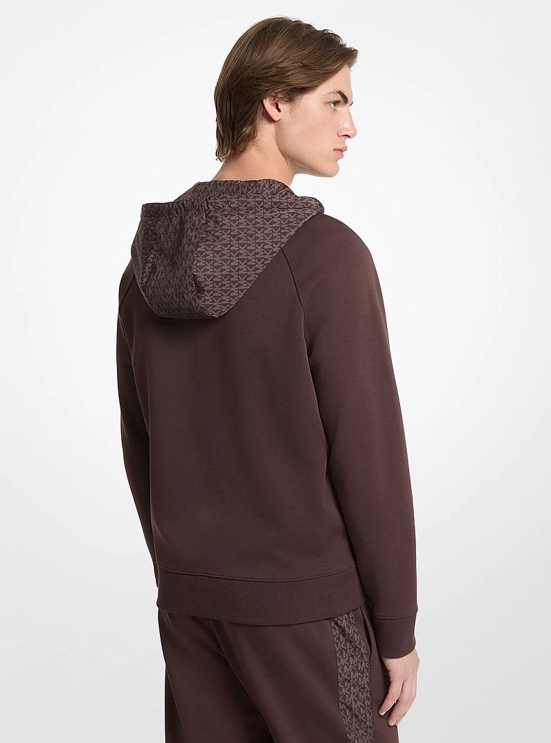 Pull &agrave; capuche en m&eacute;lange de coton avec fermeture &agrave; glissi&egrave;re in CHOCOLAT | Michael Kors