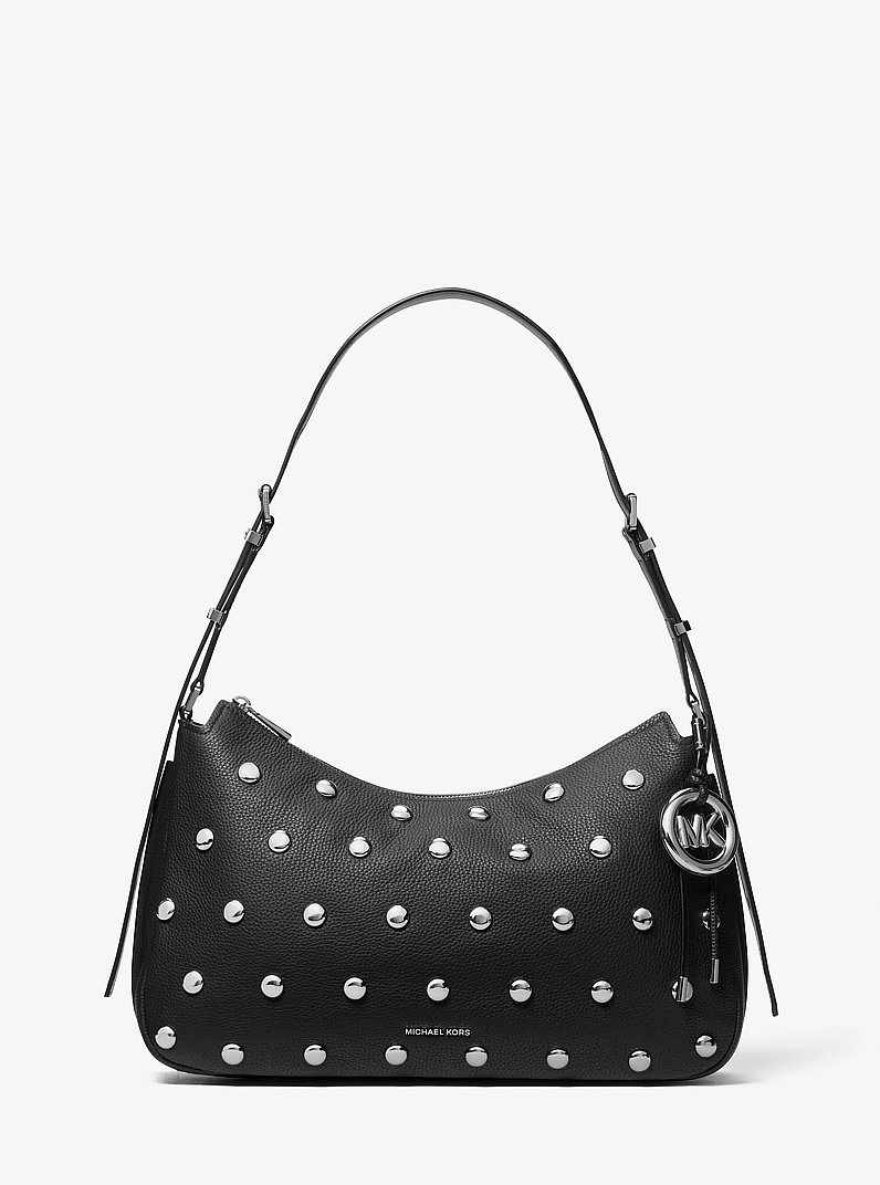 Nolita Medium Studded Leather Shoulder Bag in BLACK | Michael Kors