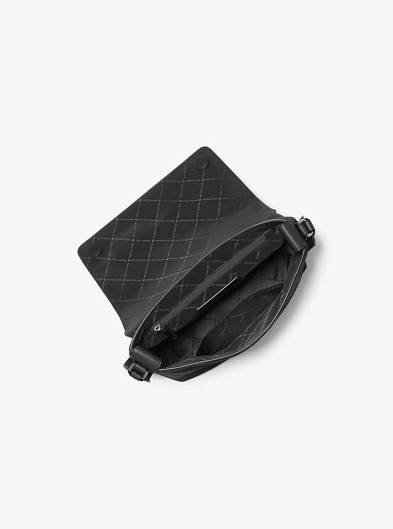 Hudson Small Pebbled Leather Messenger Bag in BLACK | Michael Kors