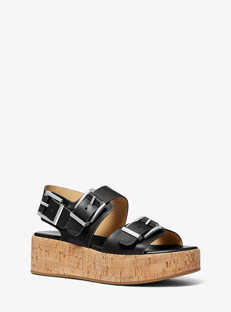 Sandalia Colby de piel con plataforma plana in NEGRO | Michael Kors