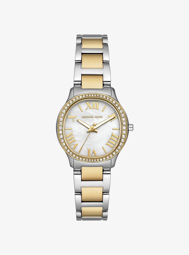 Mini Sage Pav&eacute; Two-Tone Watch in TWO TONE | Michael Kors