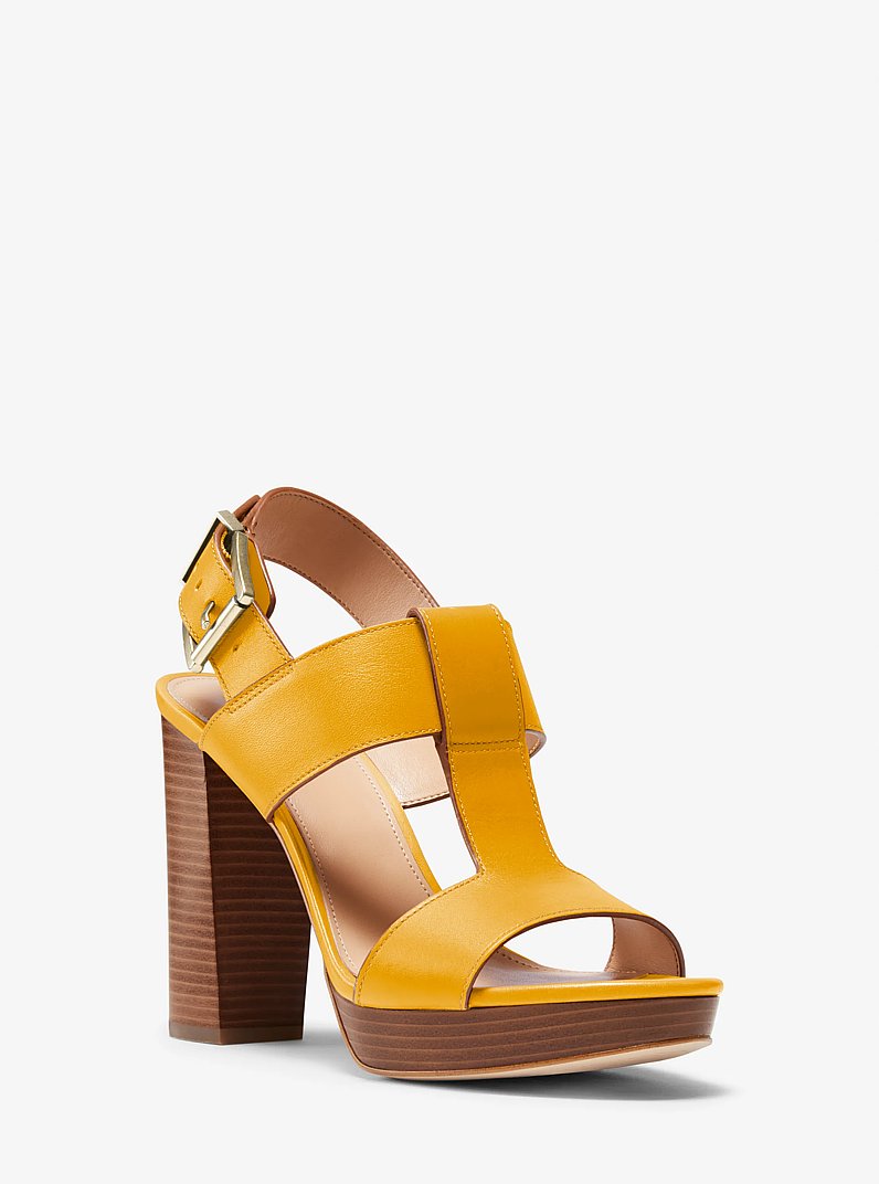 Becker Leather Platform Sandal in GOLDEN ROD | Michael Kors