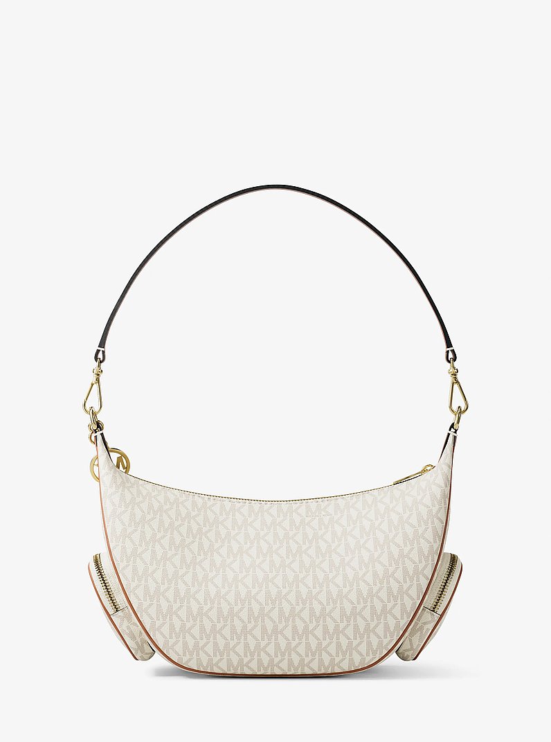 Merritt Medium Signature Logo Convertible Shoulder Bag in VANILLA | Michael Kors