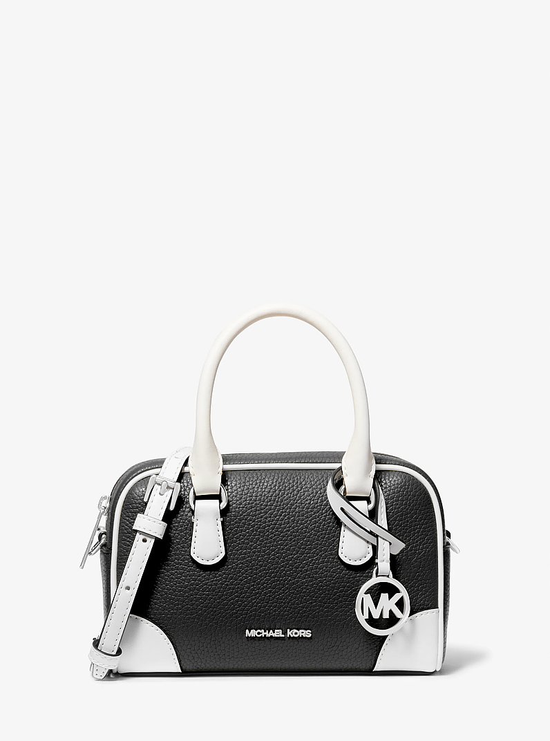 Tr&egrave;s petit sac &agrave; bandouli&egrave;re convertible Thompson en cuir grain&eacute; &agrave; deux tons in NOIR | Michael Kors