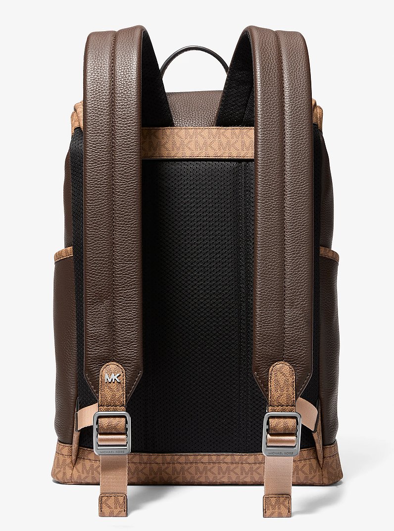 Hudson Leather and Signature Logo Backpack in SHINY ABS | Michael Kors