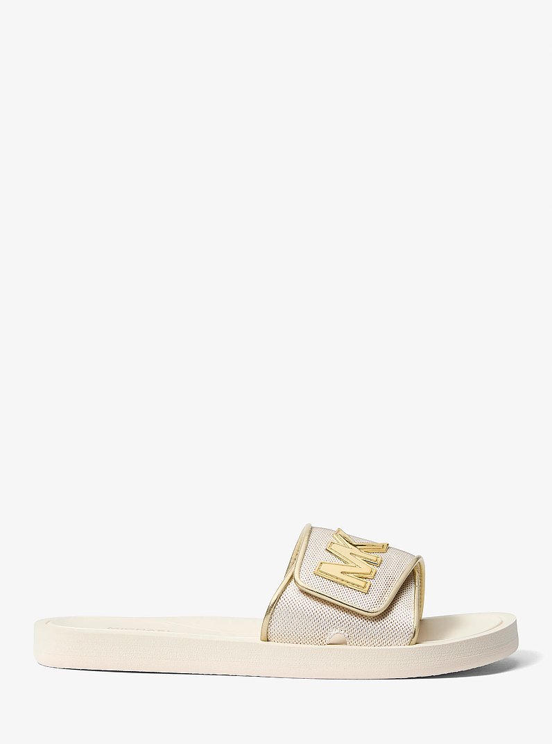 Palmer Metallic Mesh Slide Sandal in PALE GOLD | Michael Kors